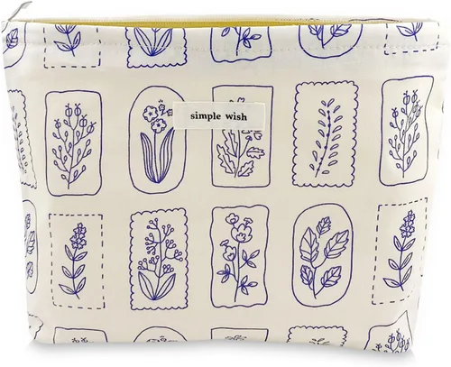 Vista 9 de Bolsa de maquillaje estética grande, bolsas de cosméticos florales para mujeres y niñas, organizador de maquillaje de lona con cremallera, bolsa