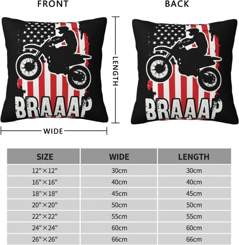 Vista 3 de SEAEAGLE Funda de almohada decorativa de doble cara con la bandera de Estados Unidos, diseño de motocross, para sofá