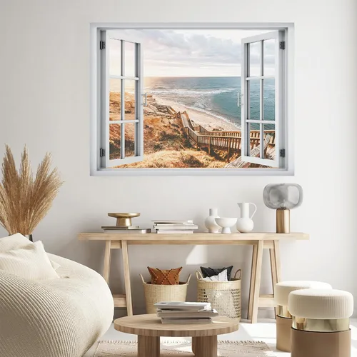 Vista 45 de SIGNWIN Adhesivo de pared removible/mural de pared para ventana, vegetación exuberante y árboles iluminados por el sol, fotografía, realismo
