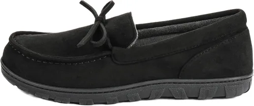 Vista 3 de LazyStep Pantuflas tipo mocasín de microgamuza para hombre, para interiores y exteriores, con espuma viscoelástica cómoda