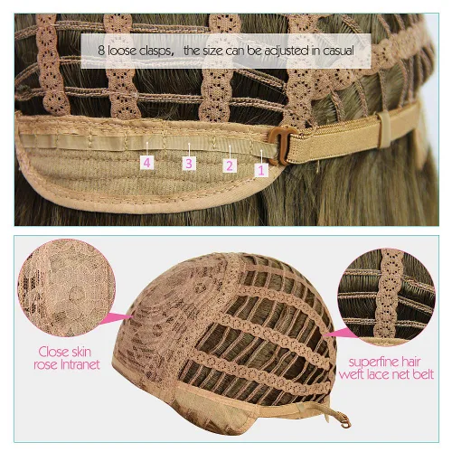 Vista 6 de Suncos - Peluca de pelo sintético para cosplay alta temperatura color rosa Talla regular