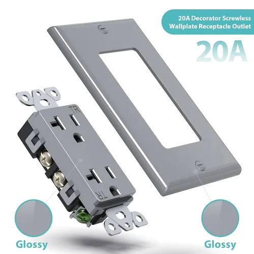 Vista 2 de WEBANG Toma de pared decorativa de 20 amperios y 125 V, receptáculo dúplex resistente a manipulaciones para uso residencial y comercial, placa