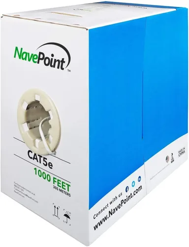 Vista 5 de NavePoint CAT5e (CCA), 1000 pies, negro, cable Ethernet sólido a granel, 24AWG 4 pares, par trenzado sin blindaje (UTP)