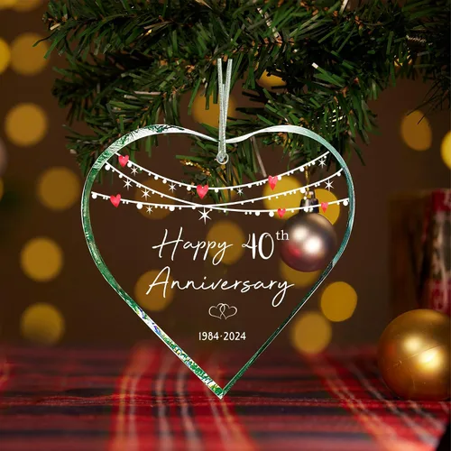 Vista 4 de Decoración 40 para pareja, adorno de boda 2024, colgante de Navidad para parejas, 40 años como regalo de matrimonio para matrimonio, 40 aniversario