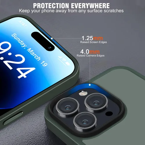 Vista 5 de Funda para iPhone 14 ProMax, diseño verde militar para iPhone 14 Pro Max de 6.7 pulgadas, protección contra caídas de grado militar, compatible