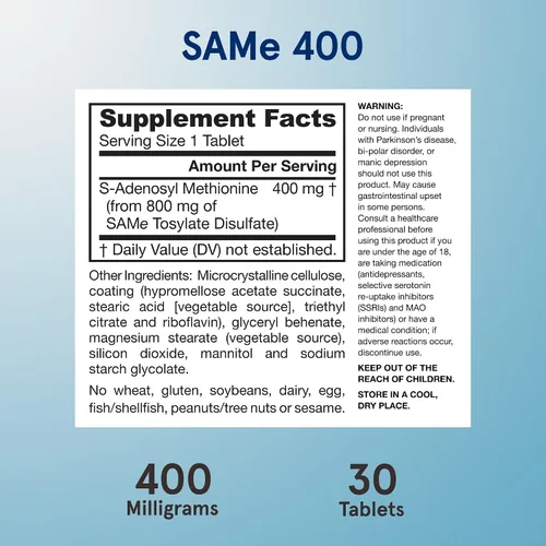 Vista 6 de Jarrow Formulas SAM-e 0.007 oz Suplemento dietario en cápsulas, SAM400, 1, 1