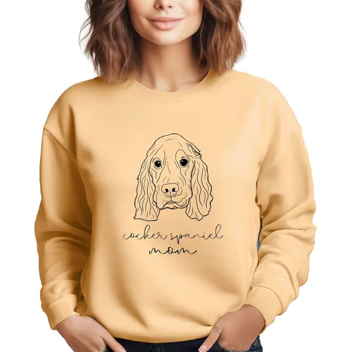 Vista 8 de Cocker Spaniel Mama Women's Long Sleeve Crewneck Cocker Spaniel Dog mom Sweatshirt Cocker Spaniel Puppy Print Graphic Shirts Pullover Tops