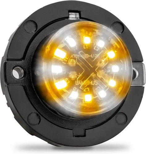 Vista 22 de Lamphus SnakeEye III Ámbar Azul 12W LED Luz estroboscópica oculta [Clase SAE 1] 12V Bombilla redonda impermeable de 1 pulgada para parpadeo de azul