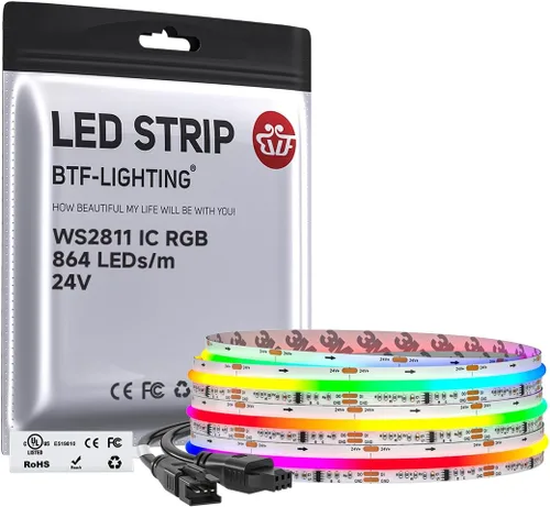 Vista 16 de BTF-LIGHTING FCOB WS2811 IC RGB Tira de LED COB 864LED/m Flexible Alta Densidad Luz Uniforme de Perseguida de Color DC12V 5 m 24IC/m 12mm de Ancho