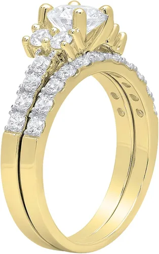 Vista 2 de Dazzlingrock Collection - Anillo de compromiso de 3 quilates (oro de 10 quilates, 3 piedras, circonita cúbica, 3 quilates)