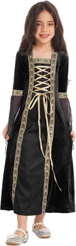 Vista 2 de YUUMIN Disfraz de princesa medieval para niñas, disfraz renacentista, vestido retro para Halloween, cosplay