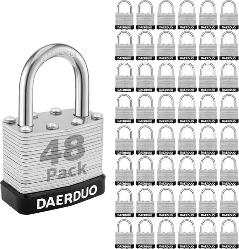Vista 9 de Paquete de 2 candados laminados de 1.575 in (1-9/16") con 4 llaves, grillete corto de acero endurecido, cerraduras resistentes para armarios