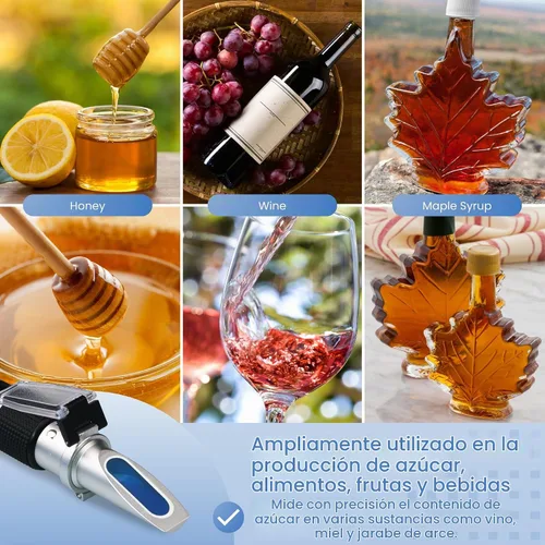 Vista 7 de Refractómetro 0-90% Brix con ATC – Medición precisa del contenido de azúcar para miel, fruta, jarabe de arce y bebidas – Ideal para elaboración