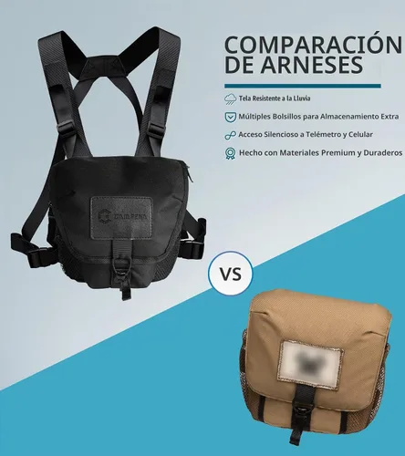Vista 5 de GAIARENA - Arnés de binocular, impermeable, con bolsa de telémetro para binoculares de 20 x 50, arnés de pecho binocular ajustable para caza