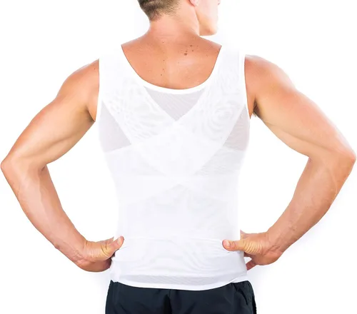 Vista 3 de Esteem Apparel Prendas de vestir para hombres, camisa de compresión para ocultar ginecomastia de pechos de hombre.