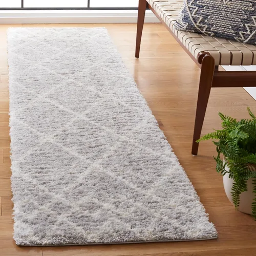 Vista 11 de SAFAVIEH Berber Shag Collection - Alfombra para pasillo, 2 pies 3 pulgadas x 8 pies, color gris y marfil, diseño bohemio rústico, no desprende