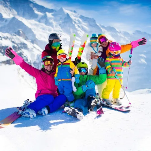 Vista 6 de Guantes de esquí para niños, impermeables, cálidos, para clima frío, resistentes al viento, antideslizantes, para snowboard y nieve (4-14 años)