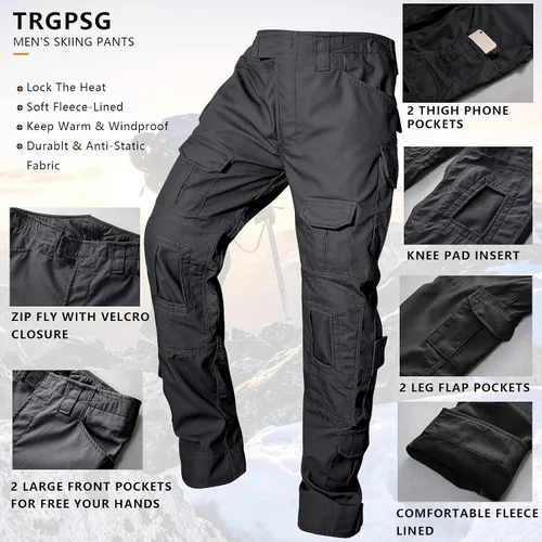 Vista 4 de TRGPSG Pantalones tácticos para hombre, pantalones de senderismo, pantalones cargo de camuflaje militar, pantalones de trabajo casuales