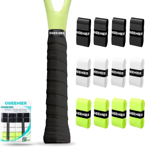 Vista 10 de OGEENIER Cinta de agarre para raqueta de tenis, paquete de 3, 6, 12 cintas de agarre de tenis, absorbente y antideslizante, cinta de agarre suave
