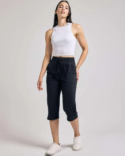 Vista 2 de Real Essentials 3-Pack Women's Capri Open Bottom Soft Sweatpants with Drawstring (Available in Plus Size)
