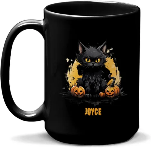 Vista 13 de Taza de café personalizada de Halloween 2023, taza de café de calavera floral, taza de Halloween personalizada con nombre, taza de cerámica floral