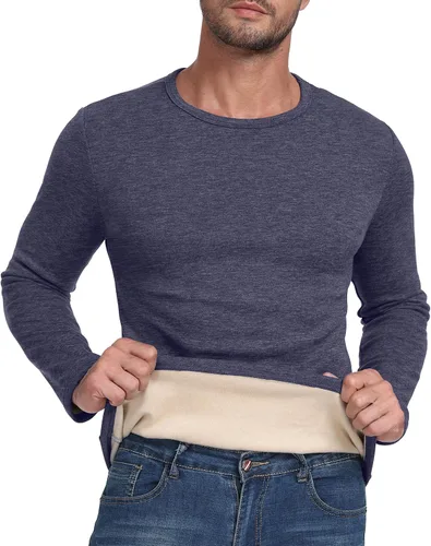 Vista 3 de Sailwind Camiseta térmica de manga larga con cuello redondo y capa base de lana para hombre