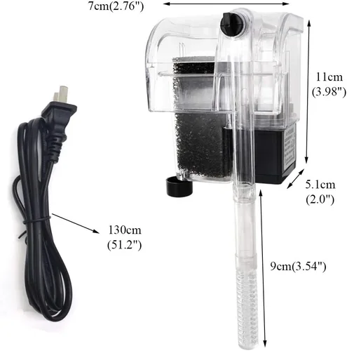 Vista 6 de HIERYAN Filtro pequeño para acuario para pecera, filtro para colgar en el filtro de acuario, pequeño filtro sumergible para tanque de peces colgante