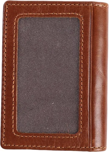 Vista 10 de Billetera delgada de cuero auténtico con bolsillo frontal, espacio para identificación y tarjetero con tecnología RFID