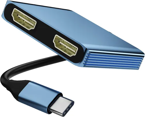 Vista 10 de Divisor DisplayPort para monitores duales, adaptador divisor USB C a Dual DisplayPort de 4K a 60Hz para pantalla extendida con 2 puertos