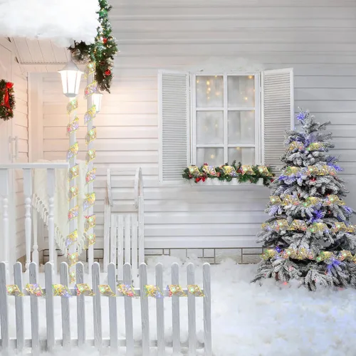 Vista 3 de 2 luces de cinta de Navidad, total de 33 pies con 100 luces LED para decoración de árbol de Navidad, funciona con pilas, para decoración