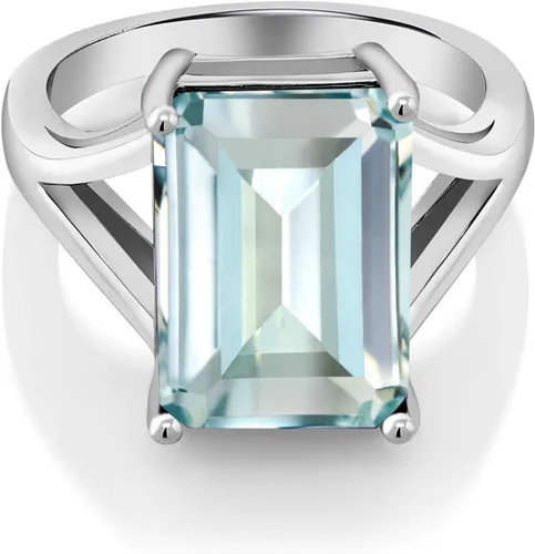 Vista 27 de Gem Stone King Anillo de compromiso solitario con piedra preciosa de corte esmeralda de 0.551 x 0.394 in para mujer, plata de ley 925, anillo