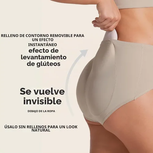 Vista 4 de Leonisa Ropa Levantadora de Glúteos para Mujeres - Bragas Levanta Cola y Braguitas Cortas con Almohadillas para Glúteos Beige - Bragas acolchadas