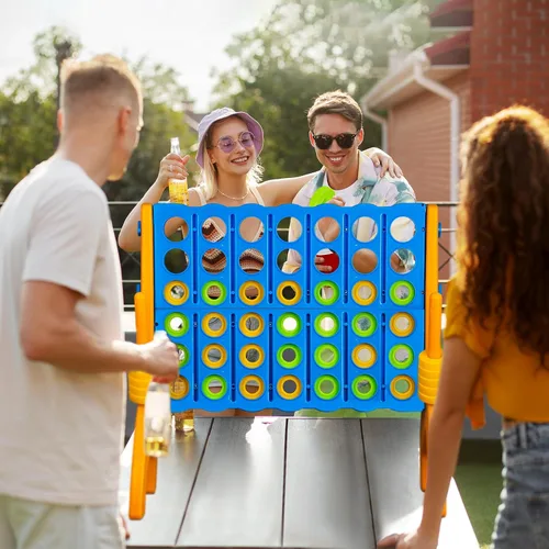 Vista 8 de Ayeboovi - Juego gigante de 4 en fila, juego de patio Jumbo de 4 a puntuación para niños y adultos, juego de conexión familiar para fiestas