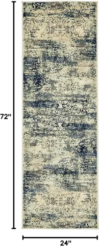 Vista 2 de Unique Loom Mystic Collection - Alfombra Sena (2 pies x 6 pies, color azul marino/beige)
