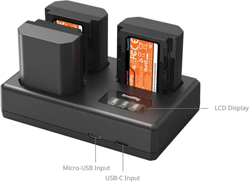 Vista 8 de SMALLRIG Batería USB-C de repalcement de 2400mAh y kit de batería de cámara NP-FZ100 para Sony