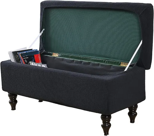 Vista 9 de Fundas otomanas rectangulares, fundas elásticas para reposapiés, funda de banco de almacenamiento, protector de muebles para reposapiés para sala