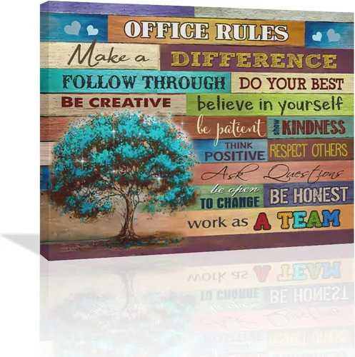 Vista 12 de At In This Office - Arte de pared inspirador para oficina, citas motivacionales, imágenes, lienzo, arte de pared con texto en inglés, We Are A Team