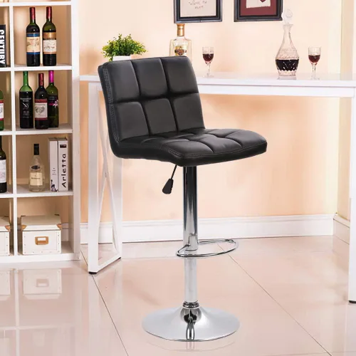 Vista 8 de Dkeli Juego de 2 taburetes de bar giratorios de altura ajustable con respaldo de piel sintética duradera, silla de comedor moderna y alta para sala