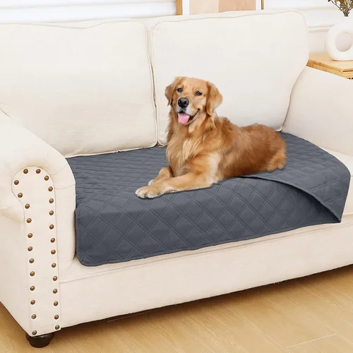 Vista 123 de Smiry Funda Impermeable para Cama de Perro Manta para Mascotas, Manta Suave y Lavable para Perros para Muebles Cama Sofá Sofá Reversible, a Cuadros