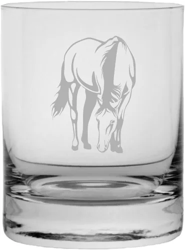 Vista 70 de Abaco Barb - Vaso de whisky con temática de caballo grabado (10.25 onzas)