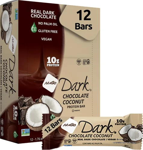 Vista 20 de NuGo Dark, caja variada de muestra, barra de proteínas veganas de 0.47-0.31 onzas, sin gluten, 12 CT