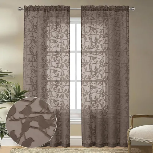 Vista 48 de OVZME Anji Clip Voile Sheer Tiers RD 2X30X36 Negro