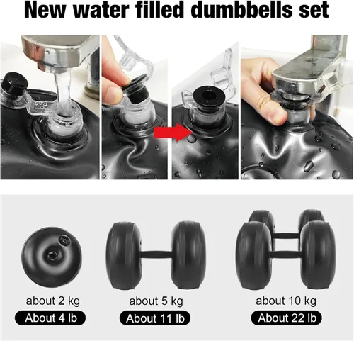 Vista 3 de Water Filled Dumbbells Set - Water Filled Weights - Portable Travel Weights - Adjustable Dumbbells
