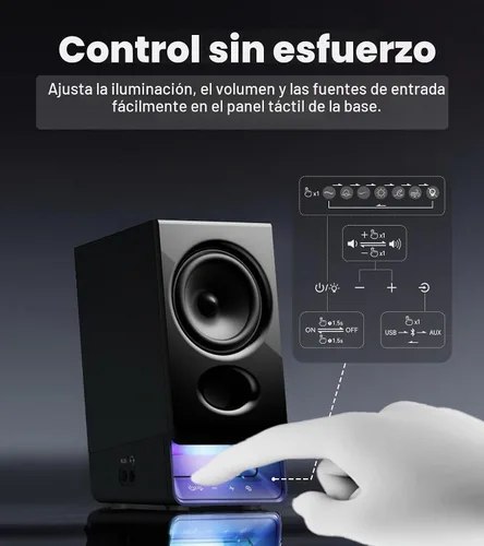 Vista 6 de Edifier Altavoces R20BT para computadora, controles táctiles, entradas AUX Negro