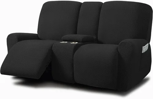 Vista 26 de ULTICOR Fundas jacquard para sofá reclinable de 8 piezas, fundas elásticas para sofá reclinable de 3 cojines, gruesas, suaves y lavables (estilo 3)