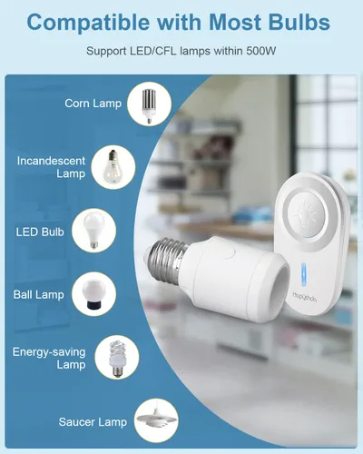 Vista 4 de Enchufe de luz de control remoto para 500 W E26/E27 base de bombilla soporte, sin cableado inalámbrico interruptor de luz kit accesorios de luz