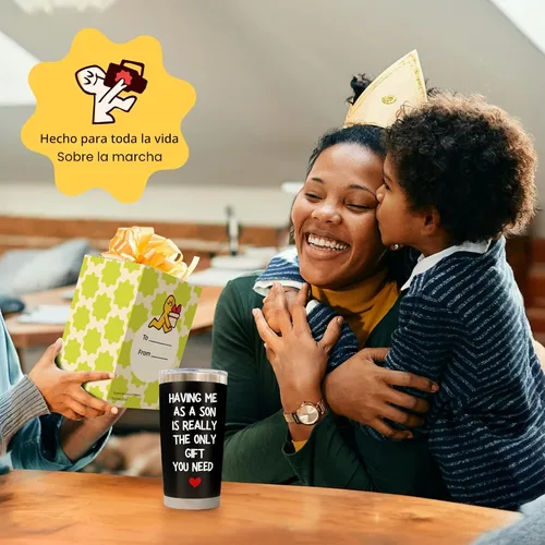 Vista 3 de Regalos de cumpleaños para mamá de hijo – Having Me As a Son Is the Only Gift You Need - Vaso aislado negro de 20 onzas, regalo para la mejor mamá