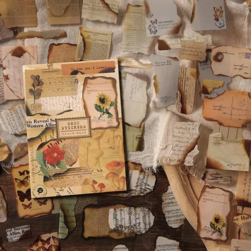 Vista 8 de Calcomanías de diario basura para álbumes de recortes, 166 piezas retro de flores, mariposas, naturaleza, poemas, letras decorativas para álbumes