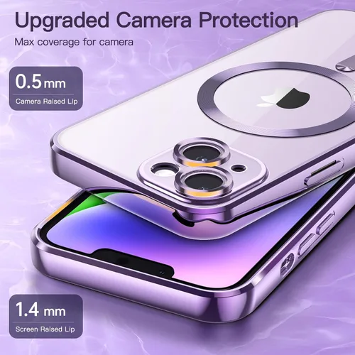 Vista 4 de JETech Funda transparente suave para iPhone 14 Plus de 6.7 pulgadas, protección completa para lente de cámara, compatible con carga inalámbrica