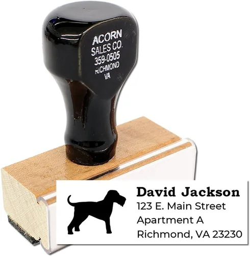 Vista 259 de Airedale Terrier Address Stamp, Custom Airedale Terrier Hand Stamp for Dog Lovers, Duo Rubber Return Address for Pet Owners Montaje manual Duo